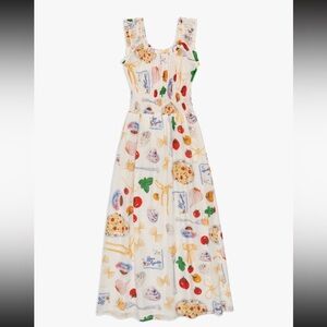 Lisa Says Gah Annie Dress Buon Appetito Ivory Pasta Print Midi Dress Size XL NWT
